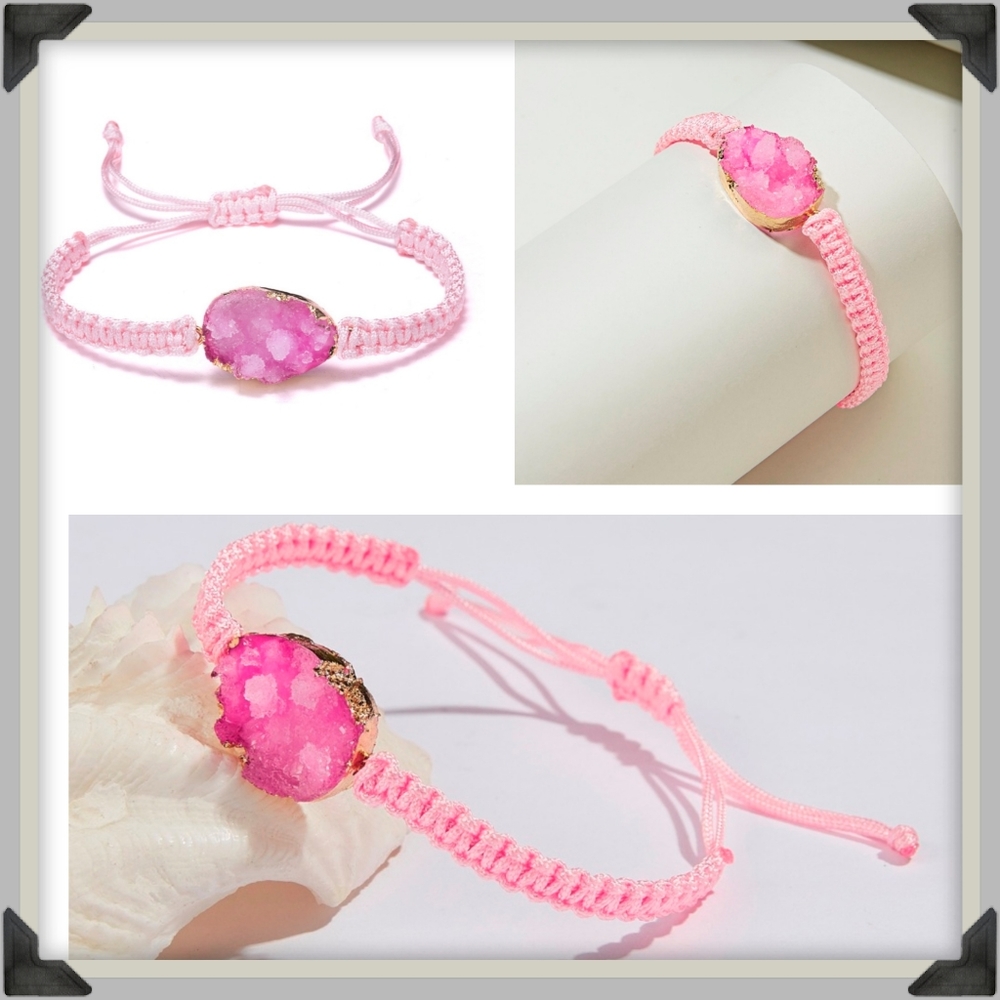 Gorgeous Pink Adjustable Woven Boho Bracelet